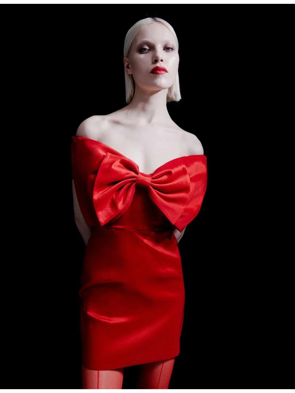Anthropologie BARDOT Mini Bow Holiday Party Cocktail Dress in Red US 10 NWT $148